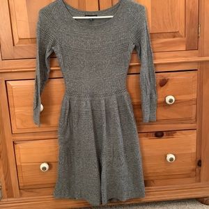 American Eagle Gray Long Sleeve Babydoll Knit Sweater Dress Size XS